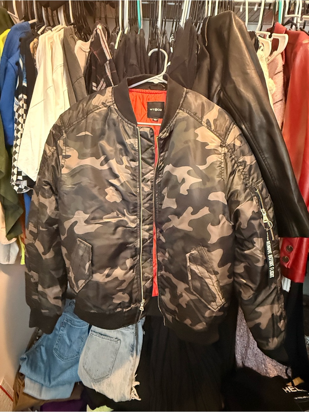 Men's Camo Bomber Jacket - Black/Gray